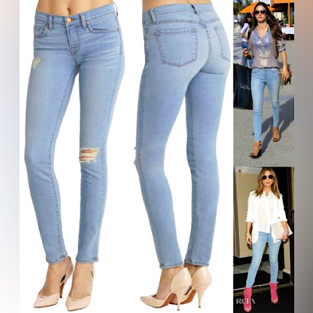 J brand 811 Mid-Rise Distressed light denim skinny jeans in Rapture sz 26